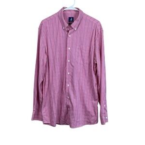Johnnie‎ O Shirt Mens Large Pink Performance Button Down Long Sleeve Plaid EUC